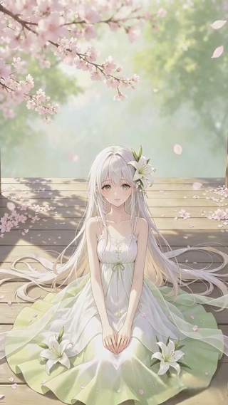 春风栖于花枝，百合相伴
