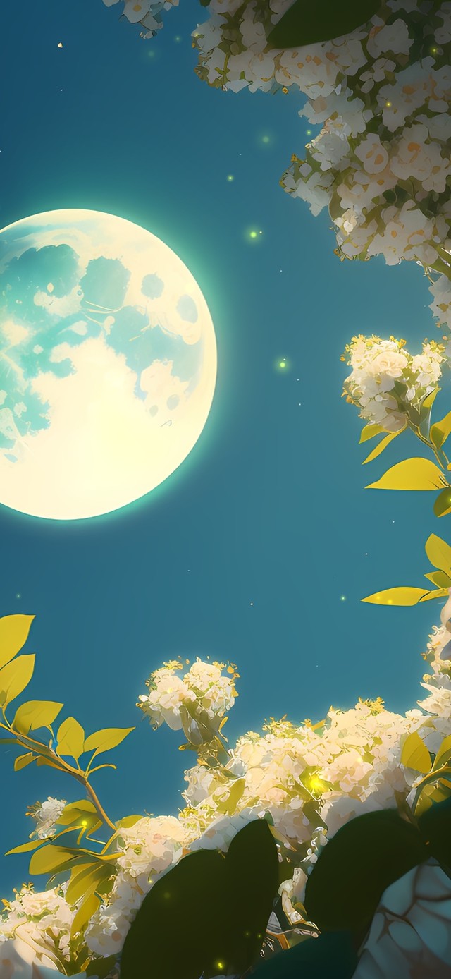 夜空唯美森林月光