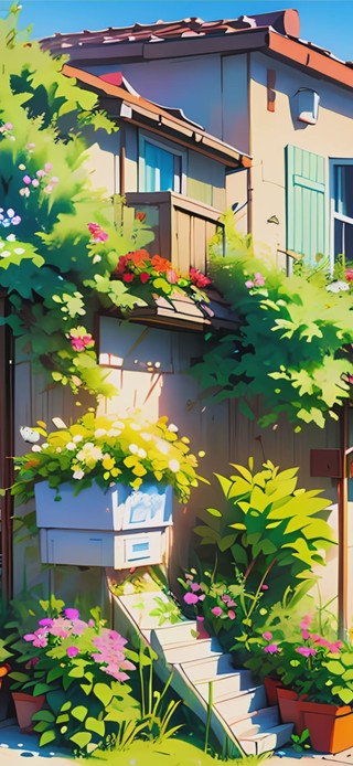 护眼绿景花草树木