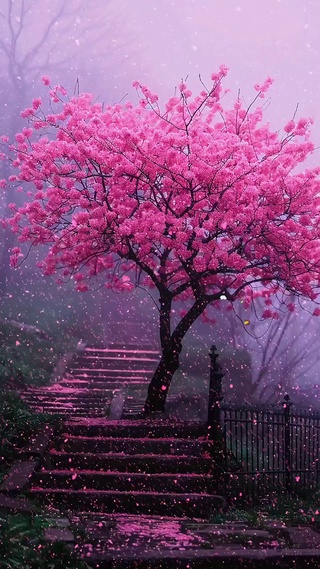 漂亮的樱花雨