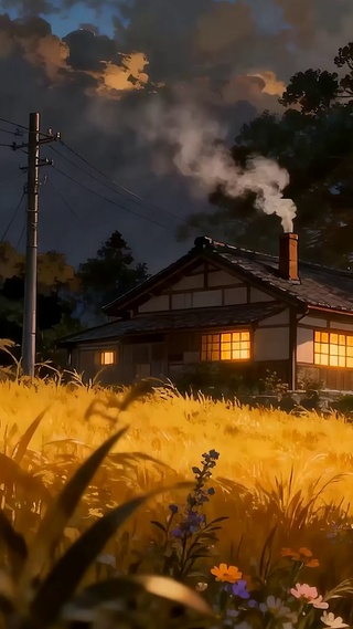 夕阳树木