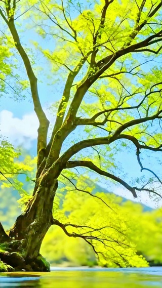 护眼溪边大树4K