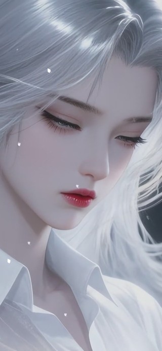 绝美高冷白发美女