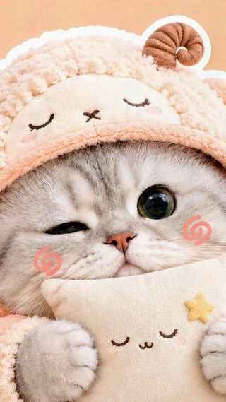 穿小羊睡衣的软萌猫咪