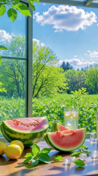 晴日窗边夏日休闲时光