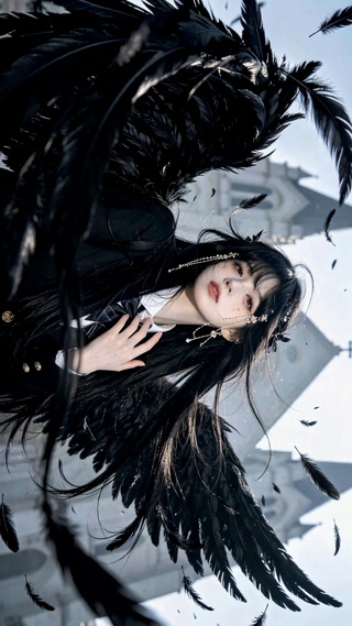 黑翼甜酷天使美少女
