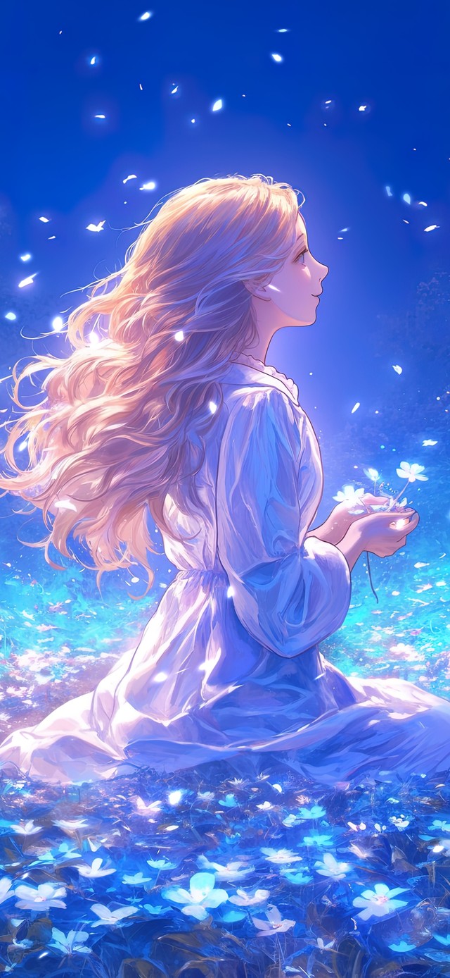 唯美治愈手捧鲜花女孩