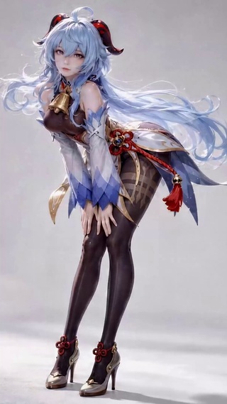 蓝发古风少女