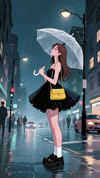 雨中等待