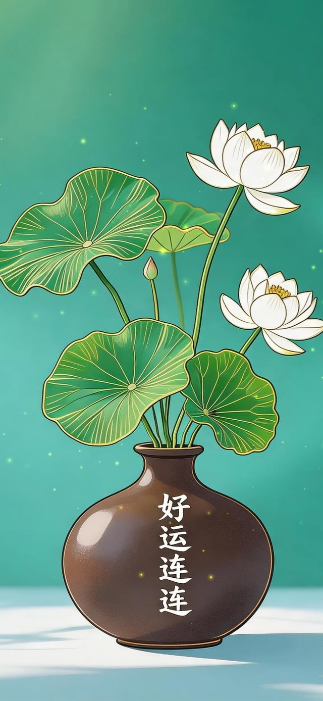 荷花荷叶好运