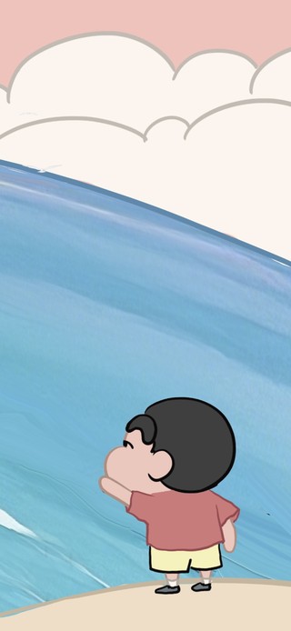 日出海边打水漂的小新