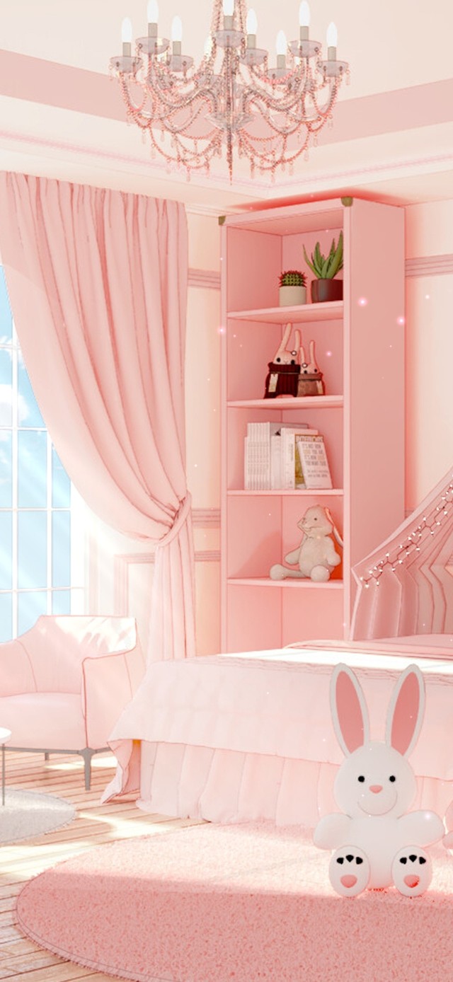 4K唯美治愈少女粉房间