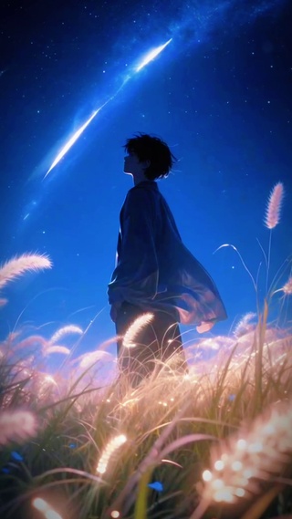 4K超治愈唯美看星空的少年