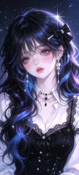蓝紫甜酷女孩