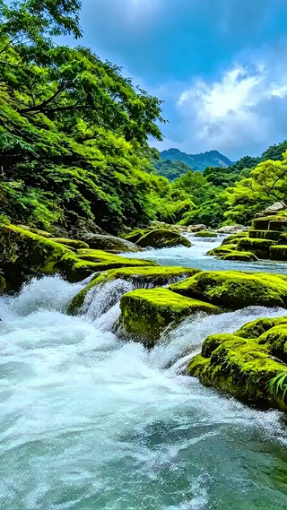 唯美治愈山间小河4K