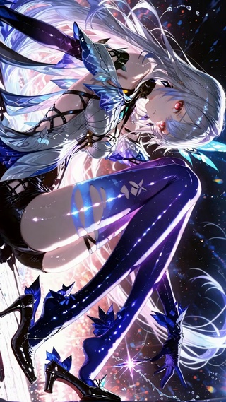 星空下炫酷银发二次元美少女