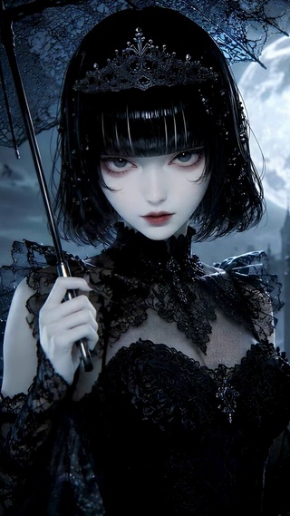暗夜黑玫瑰哥特风美少女