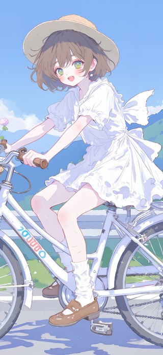 骑行白裙女孩