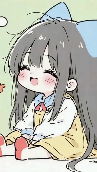 软萌Q版少女与猫咪