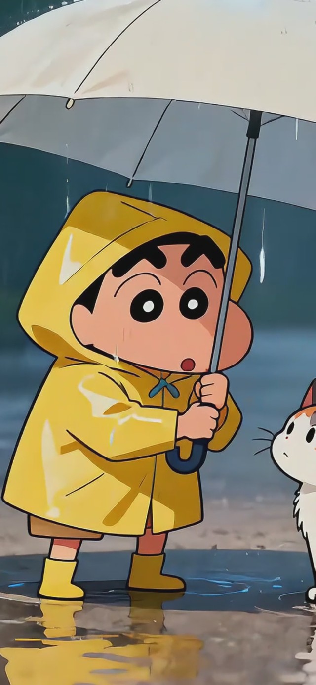 雨天小新和小猫
