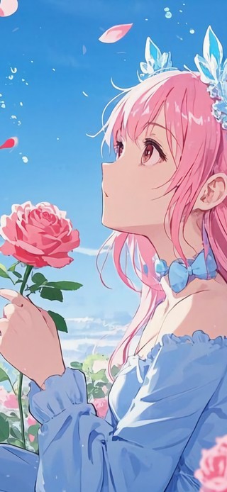 花漾壁纸|玫瑰花园少女