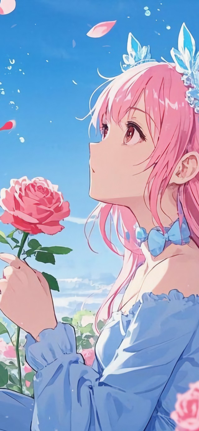 花漾壁纸|玫瑰花园少女