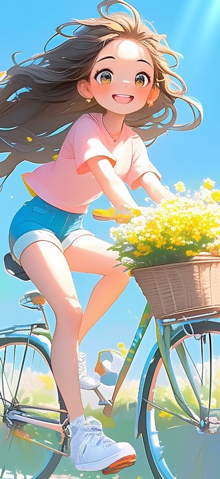 单车鲜花女孩