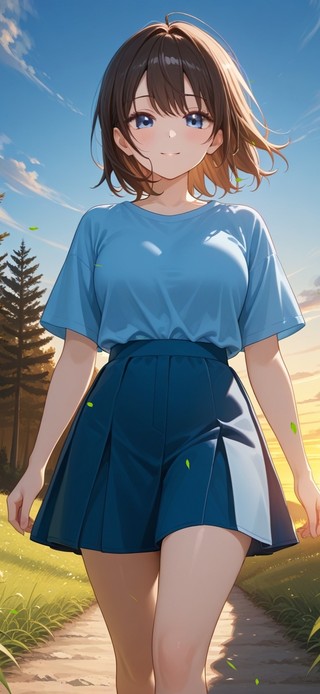 唯美夏日午后草地少女