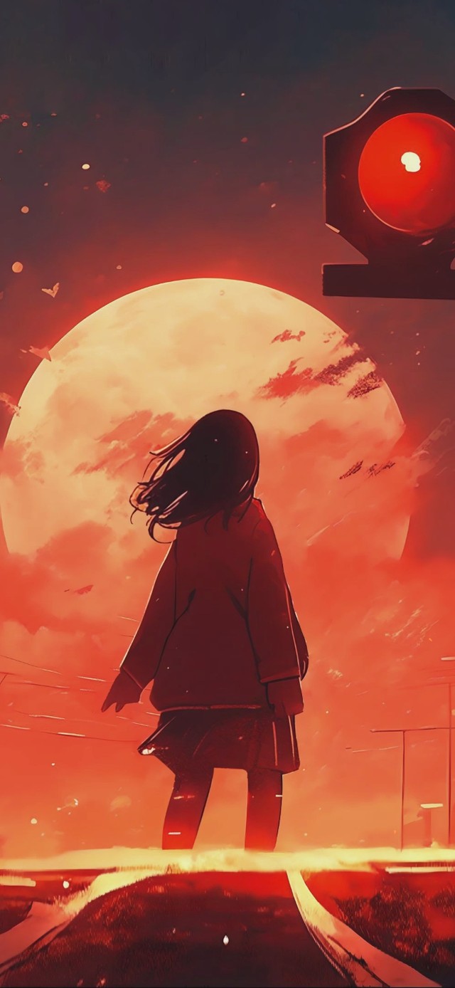 夕阳下的女孩