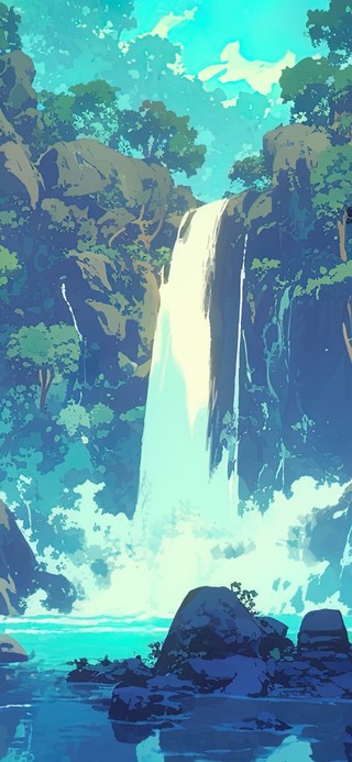 深山瀑布溪流