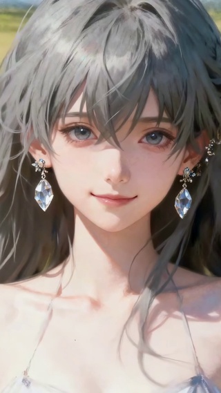 田园微风拂过长发纯欲少女的脸颊