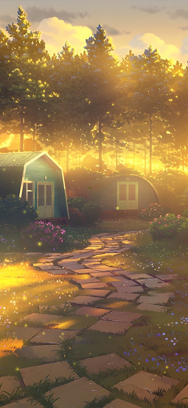 治愈黄昏树林小路