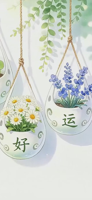 清新盆栽好运