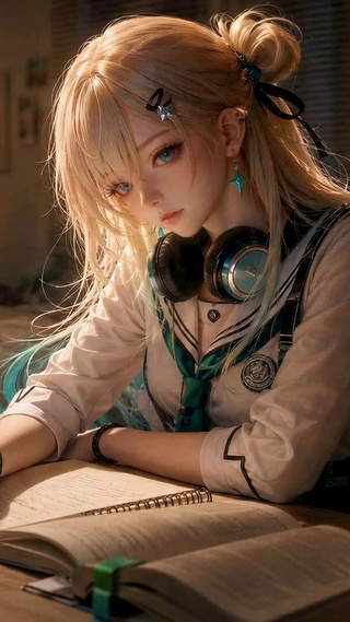 深夜学习的二次元美少女