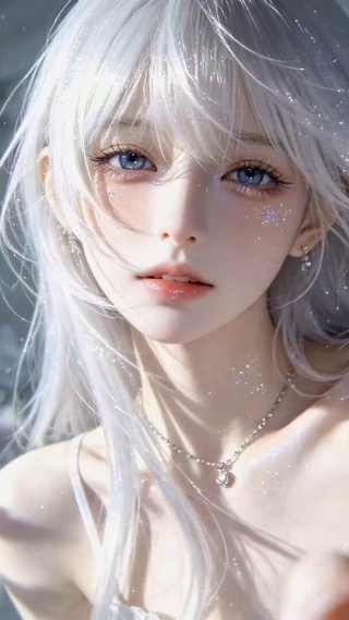 银发闪蝶二次元清纯美少女