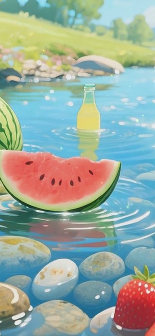 清新夏日溪水