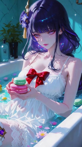 浴缸里的马卡龙少女
