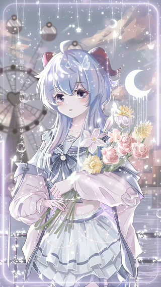 捧花可爱少女小清新二次元