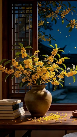 中秋满月桂花古风夜景