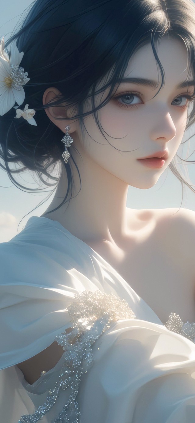 草原上的白衣女孩