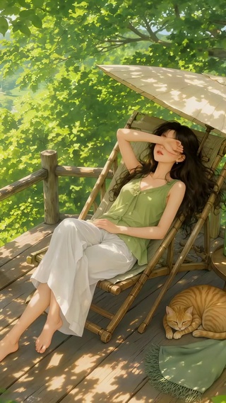 树荫少女休憩