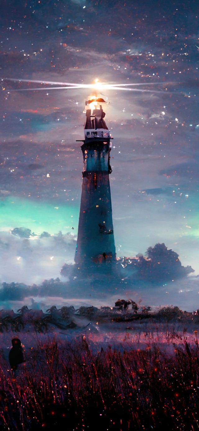 4K唯美治愈梦幻星空灯塔