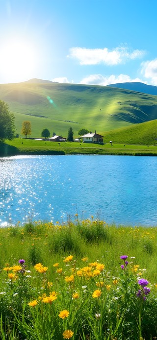 绿色湖泊风景