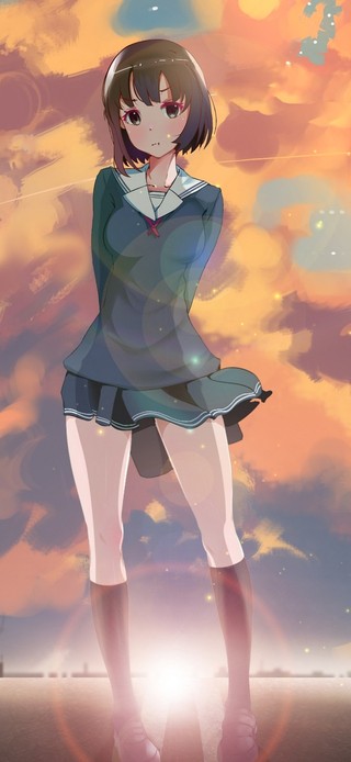 夕阳黄昏jk服女孩