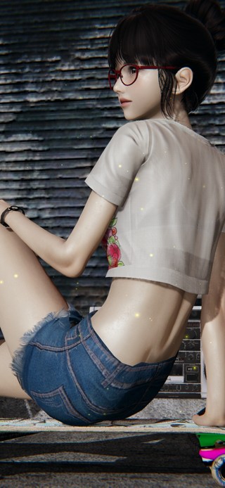 4K 街头滑板少女