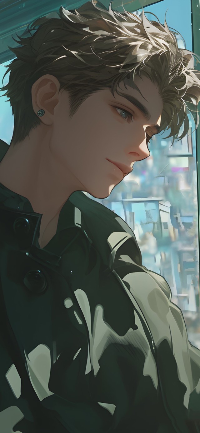 火车上悠闲喝咖啡的帅哥