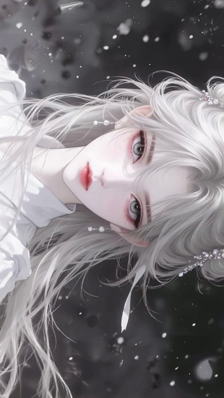 古风飘雪白发女孩