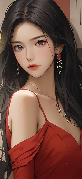 旧漫 红裙美女