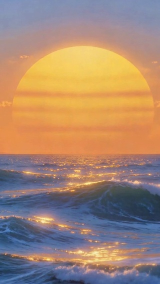 海上落日余晖