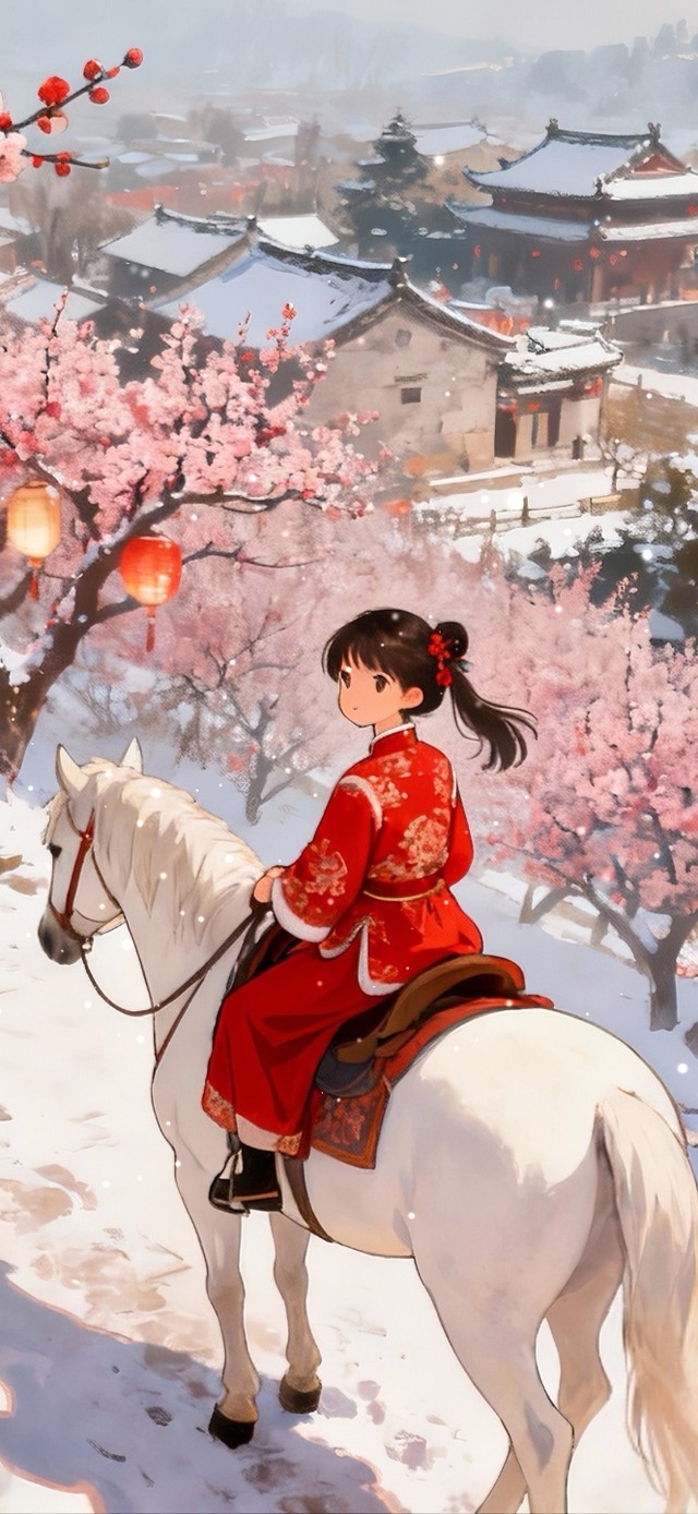 古风少女与白马